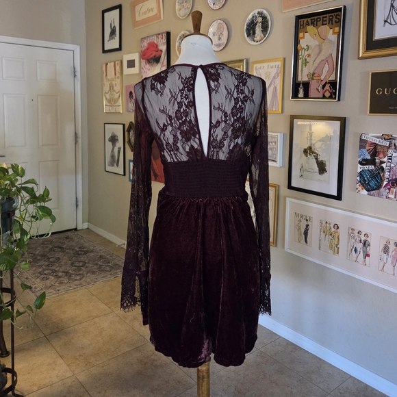 Free People Burgundy Marlie Lace Mini‎ Dress - Picture 8 of 9